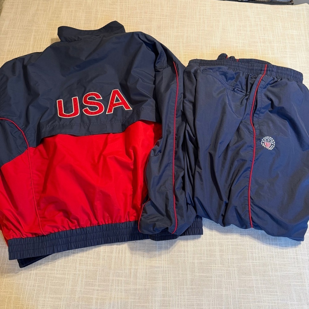 Official Sports US Soccer Federation Tracksuit Navy Red USA Jacket Pants XL